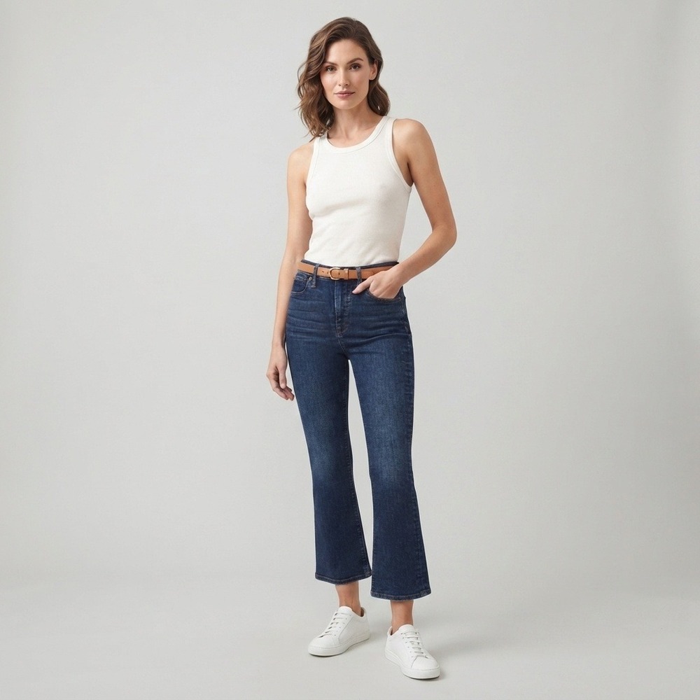 J.Crew High-Rise Stretch Cropped Jeans Dark Wash L4966 Denim Pants Blue 25